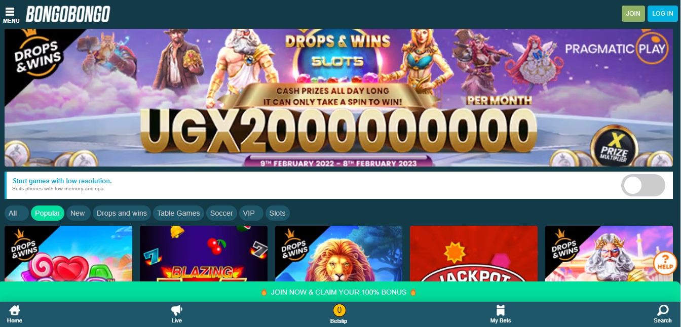 Casino and slots games at BongoBongo